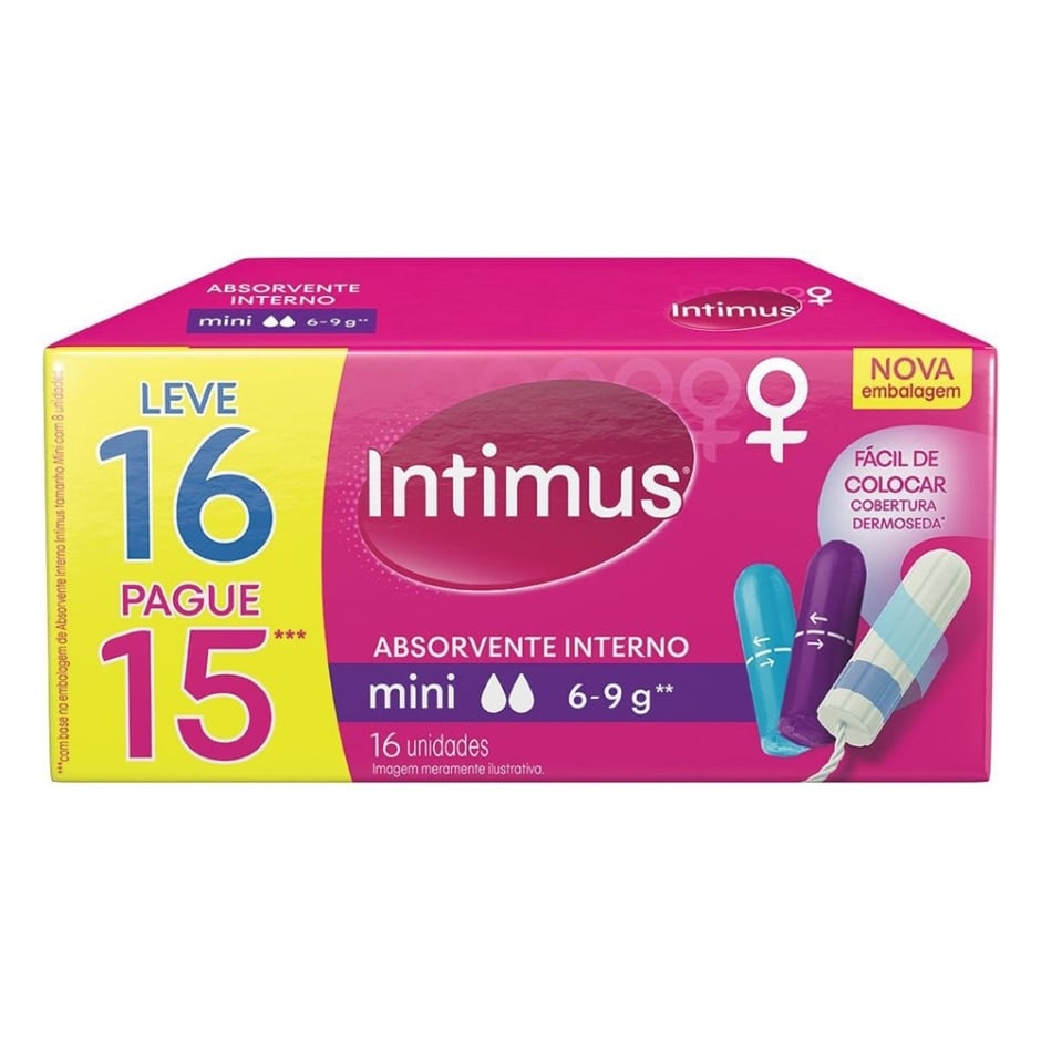 Absorvente Interno Intimus Mini Leve Mais Por Menos 16 Unidades