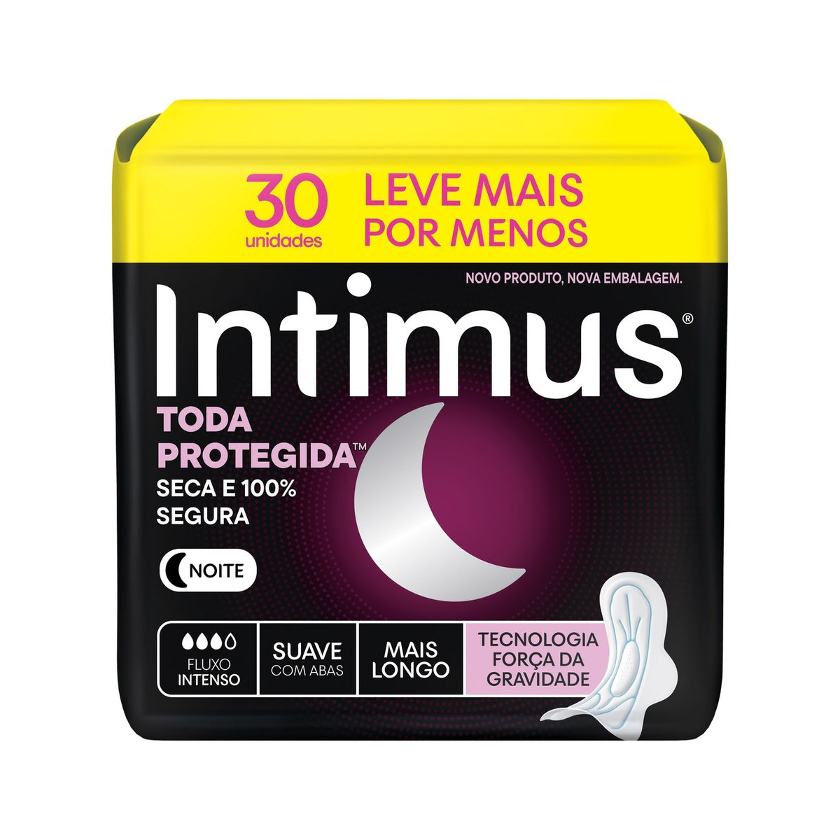 Absorvente Noturno Suave com Abas Intimus 30 Unidades Leve mais Por menos