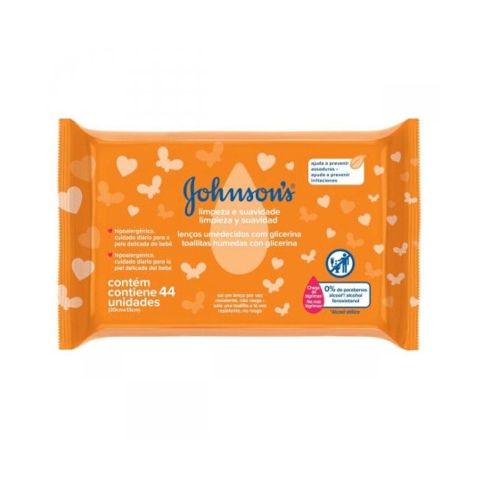 Lenços Umedecidos Johnson's & Johnson's Baby Limpeza e Suavidade Sem Álcool 44 Unidades