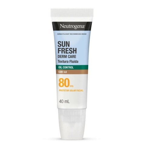 Protetor Solar Facial Neutrogena Sun Fresh Derm Care Oil Control Fluido Cor 3.0 FPS80 40ml - Imagem 1