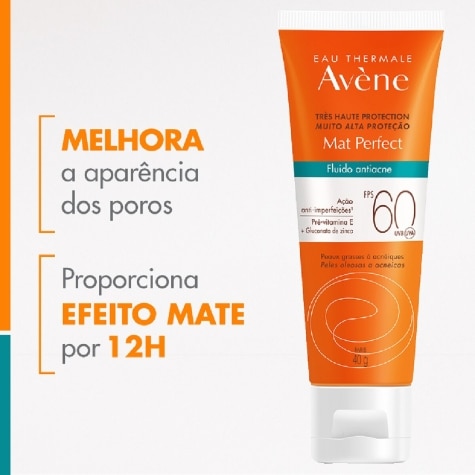 Protetor Solar Facial Avène Mat Perfect FPS60 Fluído Antiacne 40g - Imagem 3