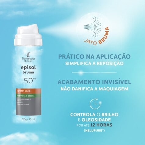 Protetor Solar Facial Episol Bruma FPS50 Spray Pele Mista e Oleosa 75ml - Imagem 3
