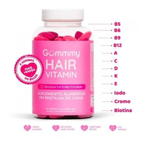 Gummy Hair Vitamin Sabor Tutti Frutti 60 Cápsulas - Imagem 2
