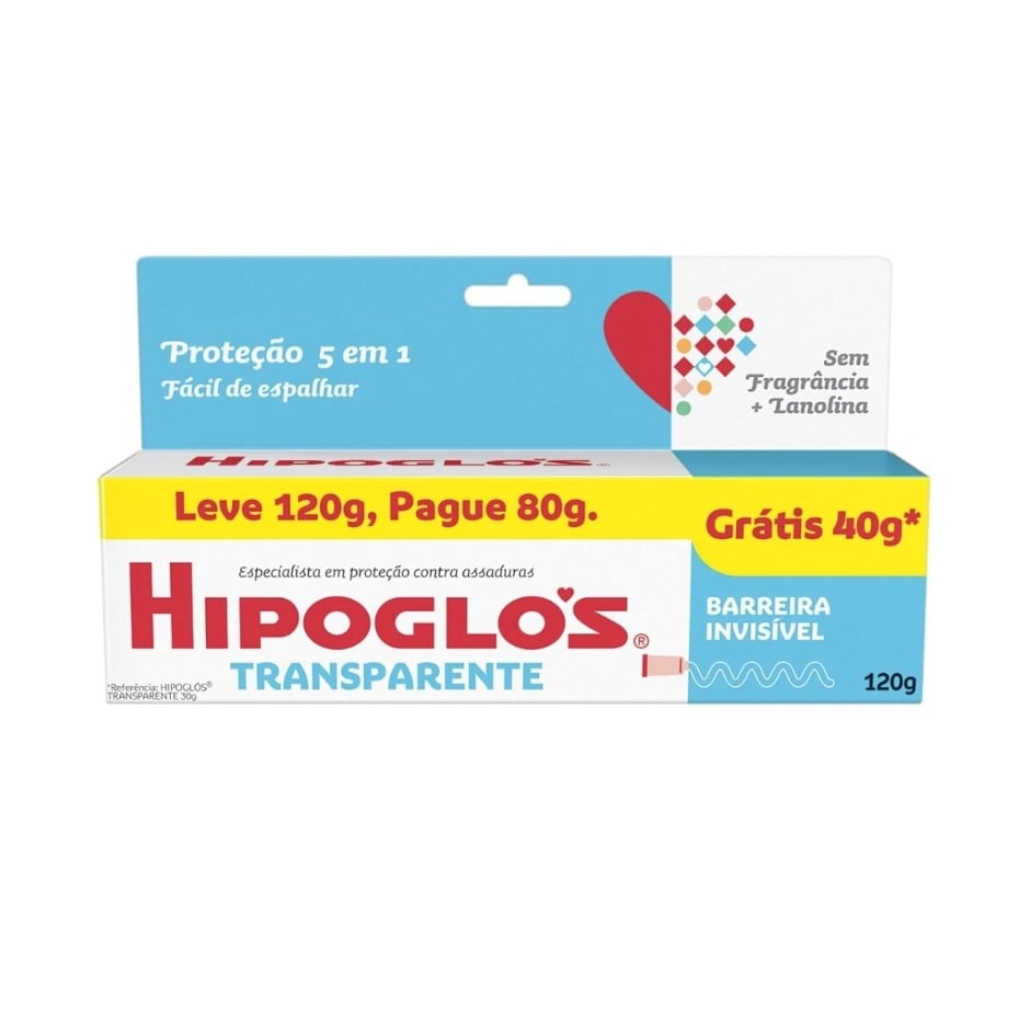 Creme Preventivo de Assaduras Hipoglós Transparente Leve 120g Pague 80g