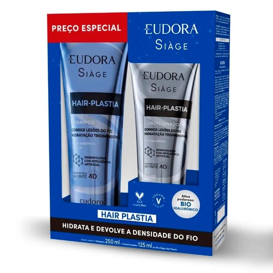 Kit Siàge Hair Plastia Cabelo Quebradiço Shampoo 250ml + Condicionador 125ml