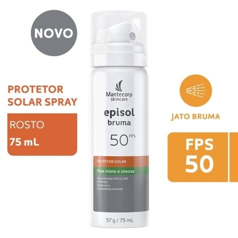 Protetor Solar Facial Episol Bruma FPS50 Spray Pele Mista e Oleosa 75ml - Imagem 2