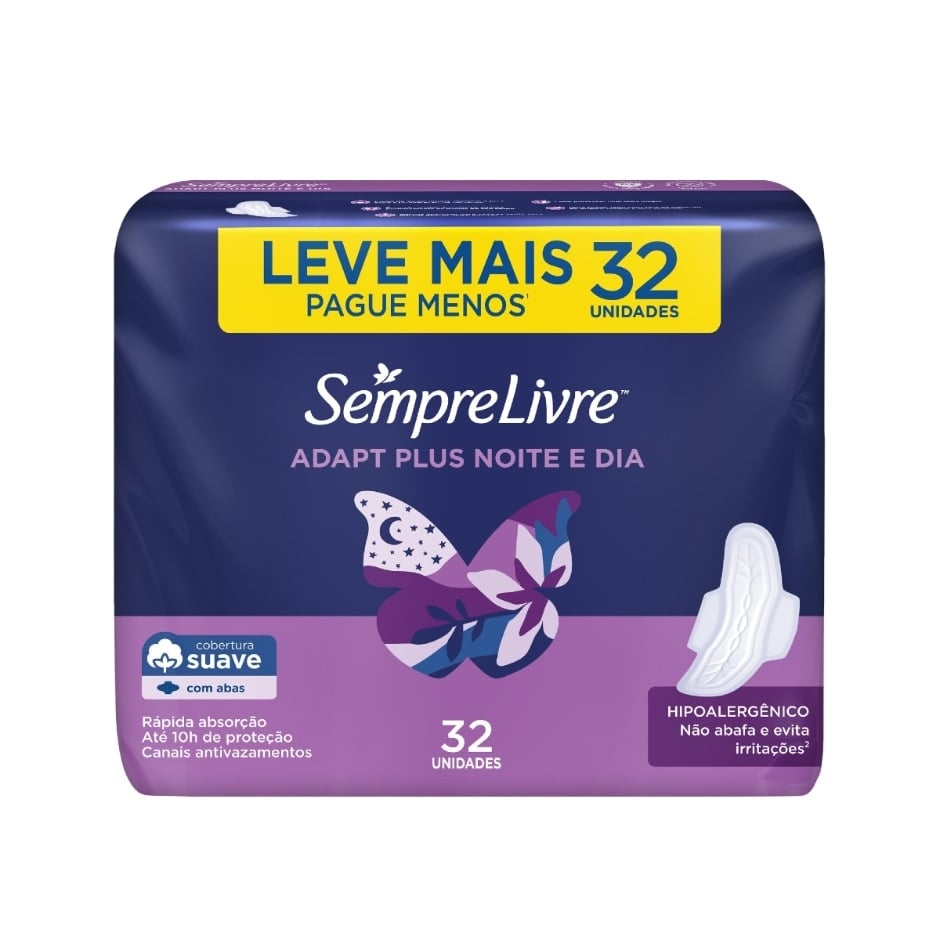 Absorvente Noturno Suave com Abas Sempre Livre 32 Unidades Leve mais Pague menos