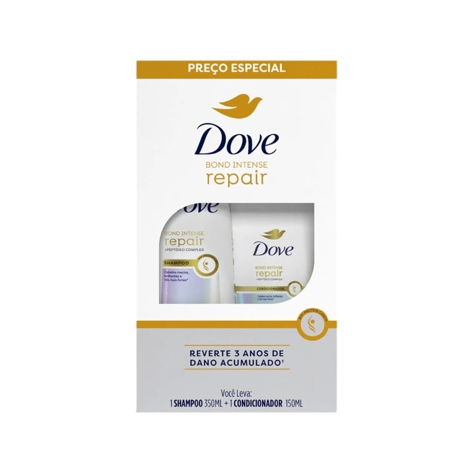 Kit Dove Bond Intense Repair Shampoo 350ml + Condicionador 150ml Preço Especial